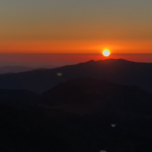 Sunrise over the Mediterranean Sea seen from a mountain peak near Altea, Costa Blanca — part of the Sunrise Hike Alicante experience.